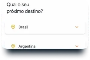 Escolha de destinos no app